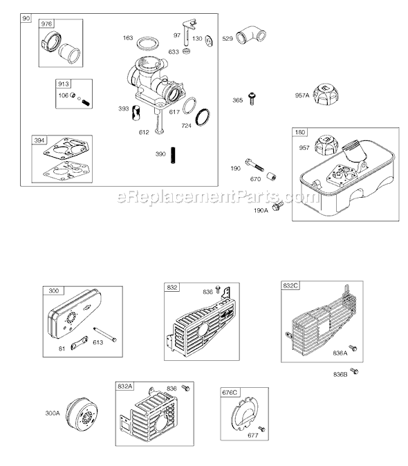 Page C Diagram and Parts List for 9T700SERIES  Briggs and Stratton Engine